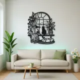 Cat on Windowsill Metal Wall Art | Pet Lover Silhouette Decor