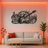 Electric Guitar Pulse Metal Wall Art | Music Room Wall Decor