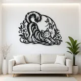 Cat Stretch Flow Metal Wall Art | Pet Lover Silhouette Decor