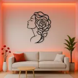 Rose Profile Muse Metal Wall Art | Minimalist Woman Line Art