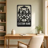 Personalized Firefighter Crest Metal Wall Art with Axes - lifestyle view 4