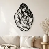 Arte mural de metal padres con recién nacido | Decoración de silueta familiar