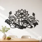 Lotus Bloom Balance Metal Wall Art | Botanical Metal Wall Decor - lifestyle view 4