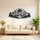 Mountain Sunset Arc Metal Wall Art | Nature Silhouette Decor