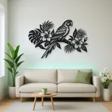 Parrot Tropical Branch Metal Wall Art | Wildlife Silhouette Decor