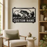 Personalized Fisherman and Bass Metal Wall Art - lifestyle view 4