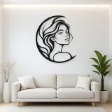 Moon Curve Face Metal Wall Art | Minimalist Woman Line Art
