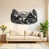 Bear Forest Trail Metal Wall Art | Wildlife Silhouette Decor