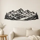 Cartel de metal de picos escandinavos suaves | Decoración moderna abstracta de metal
