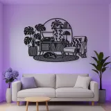 Record Player Corner Metal Wall Art | Music Room Wall Decor