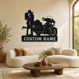 Décoration murale en métal personnalisée Couple Moto Touring Bagger