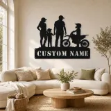 Décoration murale en métal personnalisée pour famille motocross avec mini moto tout terrain