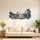 Coastal Village Line Metal Wall Art | Coastal and Nautical Wall Decor