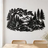 Fox beneath the Trees Metal Wall Art | Wildlife Silhouette Decor - lifestyle view 4