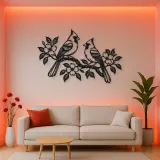 Two Birds on Branch Metal Wall Art | Wildlife Silhouette Decor