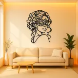 Masked Muse Metal Wall Art | Minimalist Woman Line Art
