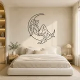 Crescent Reclining Figure Metal Wall Art | Celestial Woman Wall Decor - lifestyle view 2