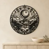 Moon over Mountains Metal Wall Art | Celestial Boho Wall Decor - lifestyle view 3