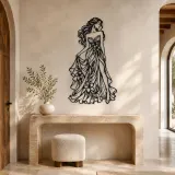 Floral Dress Muse Metal Wall Art | Botanical Woman Wall Decor - lifestyle view 3