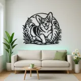 Corgi Happy Curve Metal Wall Art | Pet Lover Silhouette Decor