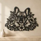 French Bulldog Floral Metal Wall Art | Pet Lover Silhouette Decor - lifestyle view 3