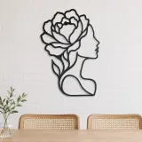 Single Profile Bloom Metal Wall Art | Minimalist Woman Line Art - lifestyle view 4