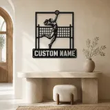 Personalized Volleyball Player Metal Wall Art with Spike Pose - lifestyle view 3