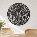 Spiritual Elephant Metal Wall Art | Wildlife Silhouette Decor - lifestyle view 4