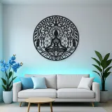 Meditation Silhouette Circle Metal Wall Art | Movement Silhouette Decor