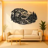 Forest Cabin Retreat Metal Wall Art | Nature Silhouette Decor