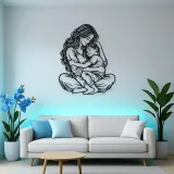 Mother Son Cuddle Metal Wall Art | Family Silhouette Decor