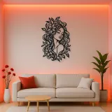 Botanical Hair Face Metal Wall Art | Minimalist Woman Line Art