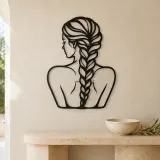 Braided Hair Muse Metal Wall Art | Minimalist Woman Line Art - lifestyle view 3