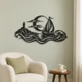 Moonlit Boat Metal Wall Art | Coastal and Nautical Wall Decor - lifestyle view 2