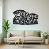 Elephant Family Walk Metal Wall Art | Wildlife Silhouette Decor