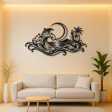 Crescent Moon Tide Metal Wall Art | Coastal and Nautical Wall Decor