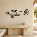 Pitts S-2B Airplane Silhouette Metal Wall Art, Metal Aircraft Silhouette, Aviation Wall Decor, Aviator Decor - lifestyle view 3