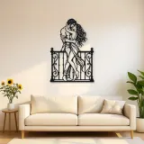 Balcony Embrace Metal Wall Art | Romantic Couple Decor