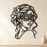 Masked Muse Metal Wall Art | Minimalist Woman Line Art - lifestyle view 3
