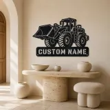 Personalized Heavy Wheel Loader Raised Bucket Metal Wall Art - lifestyle view 3