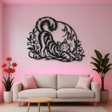Cat Stretch Flow Metal Wall Art | Pet Lover Silhouette Decor