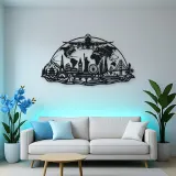 Airplane World Arc Metal Wall Art | Travel and City Wall Decor
