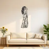 Over Shoulder Glance Metal Wall Art | Minimalist Woman Line Art
