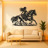 Cowgirl and Horse Metal Wall Art | Equestrian Wall Decor
