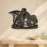 Zebra Pair Metal Wall Art | Wildlife Silhouette Decor - lifestyle view 3