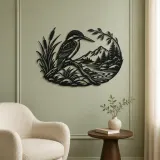 Kingfisher River Metal Wall Art | Wildlife Silhouette Decor - lifestyle view 2