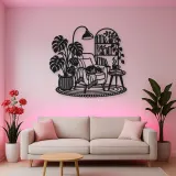 Books and Plant Metal Wall Art | Cozy Home Metal Decor
