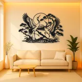 Crane Dance Metal Wall Art | Wildlife Silhouette Decor