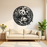 Panda Bamboo Metal Wall Art | Wildlife Silhouette Decor