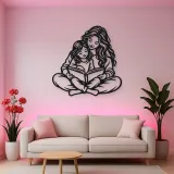 Parent Child Reading Metal Wall Art | Family Silhouette Decor